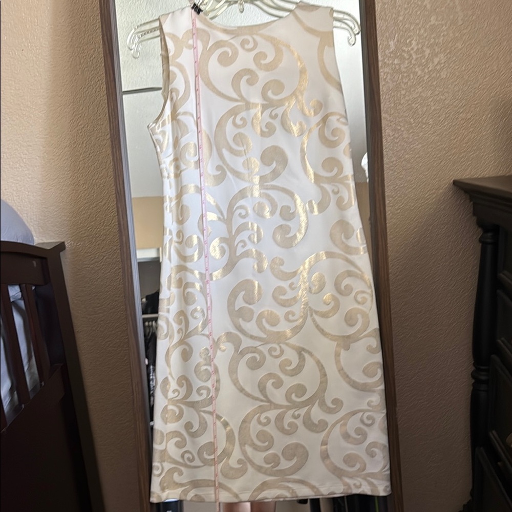 Shelby & Palmer White and Cream Sheath Midi Dress